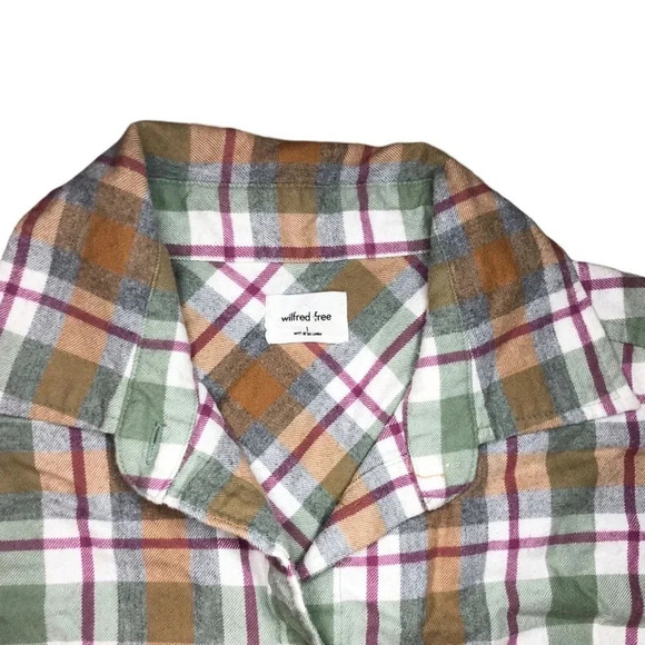Aritzia Wilfred Free Marta Button-Up | Terracotta & Rust Orange Plaid Size 1/ XS - Picture 4 of 10